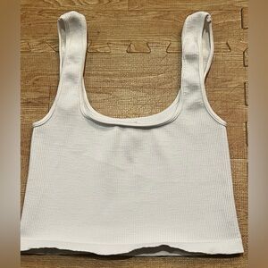 Free People White Ribbed Sports Bra